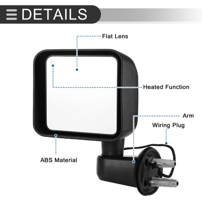 Side View Mirrors Replacement for Jeep Wrangler (2011-2013) 1 Set