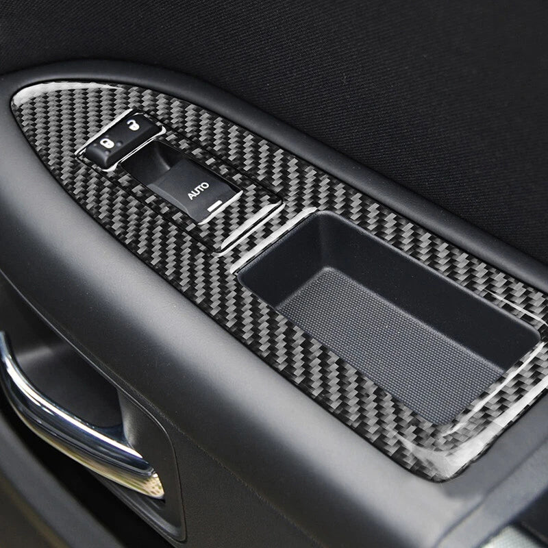 Real Carbon Fiber Window Lift Switch Panel Trim for Dodge Challenger (2009-2014)