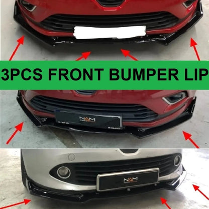 Front Bumper Lip Splitter for Renault Clio Mk4 (2012-2019) 3 Pcs