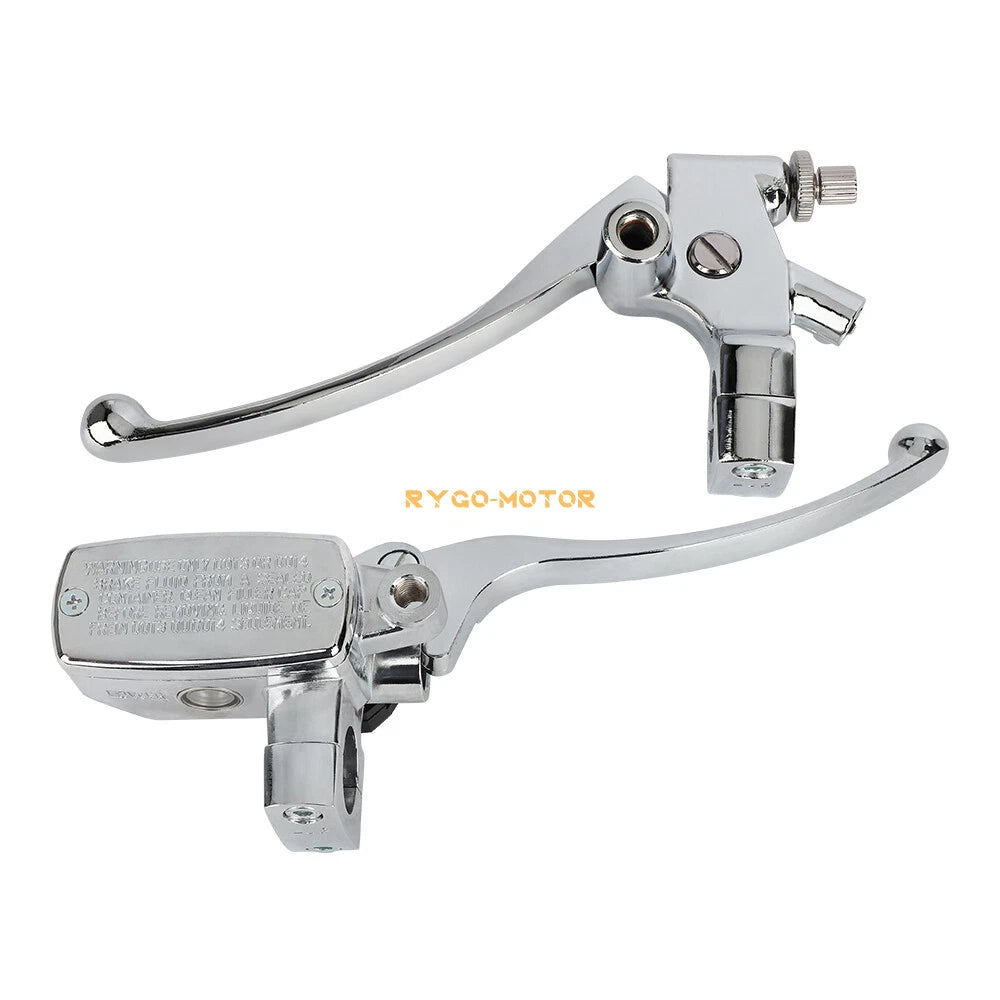 Handlebar Hydraulic Brake Master Cylinder & Clutch Lever Chrome for Motorcycle