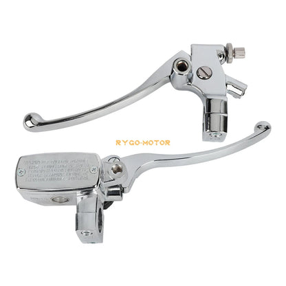 Handlebar Hydraulic Brake Master Cylinder & Clutch Lever Chrome for Motorcycle
