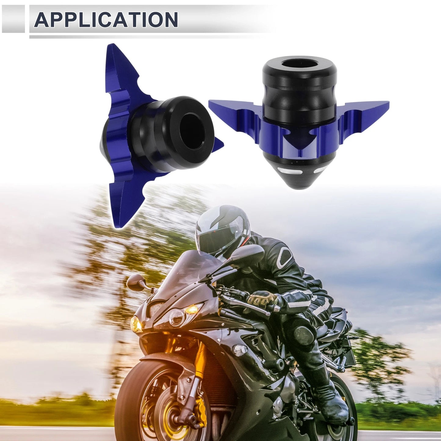 2 x 0.59" Aluminum Alloy Plastic Slider Frame Blue for Motorcycle