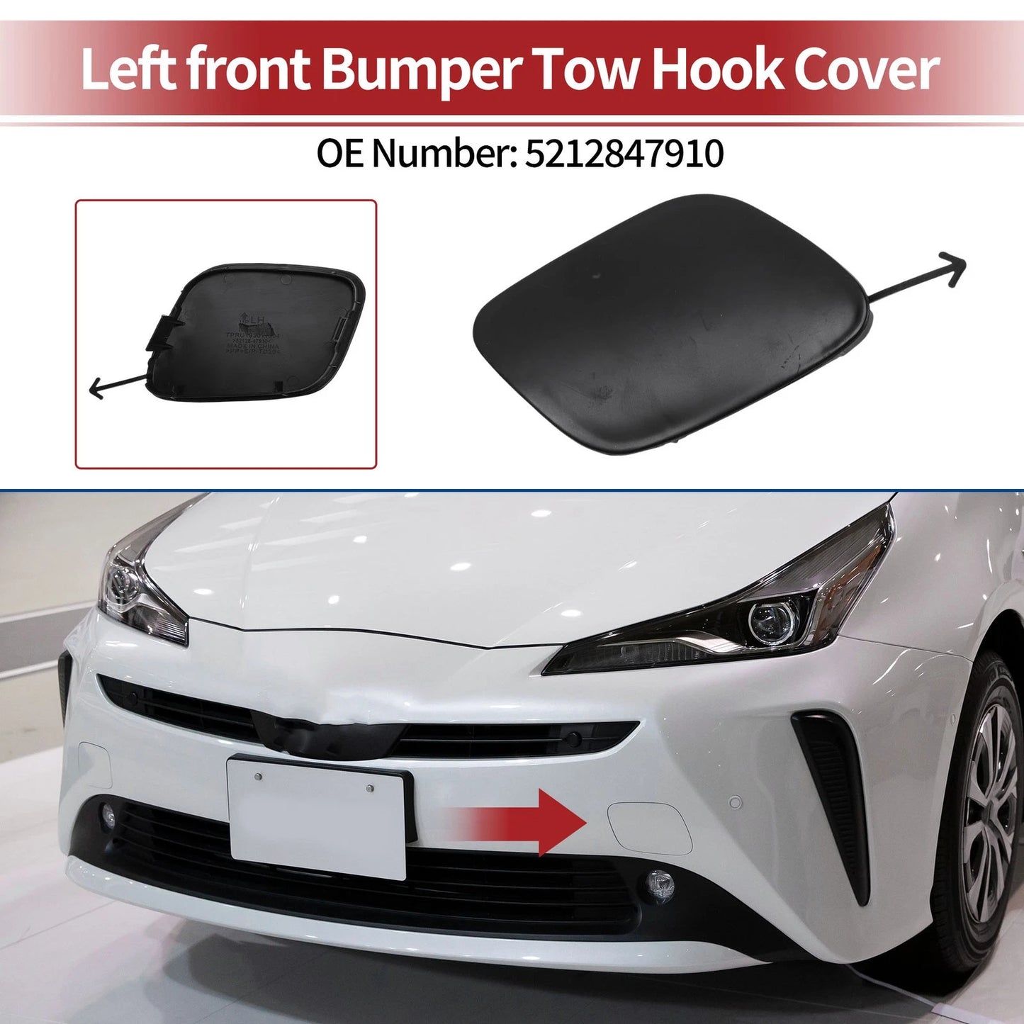 Left Front Tow Hook Cover for Toyota Prius (2019-2022) 1 Pc