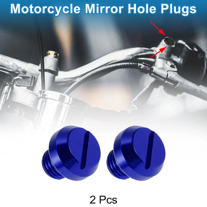Left Hand M10x1.25 Motorcycle Mirror Hole Plugs Screws Blue for Motorcycle