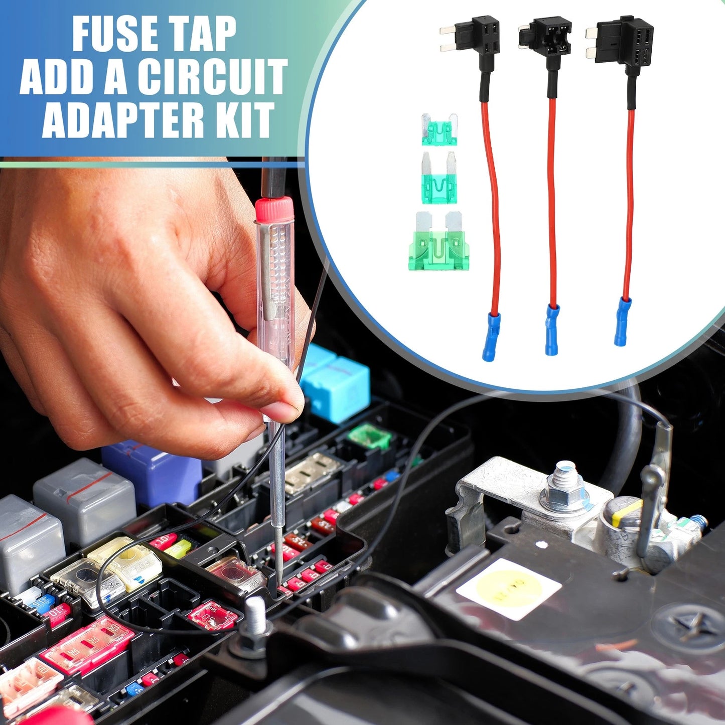3 x Car Fuse Tap with 3 x 30A Mini Low Profile Fuses