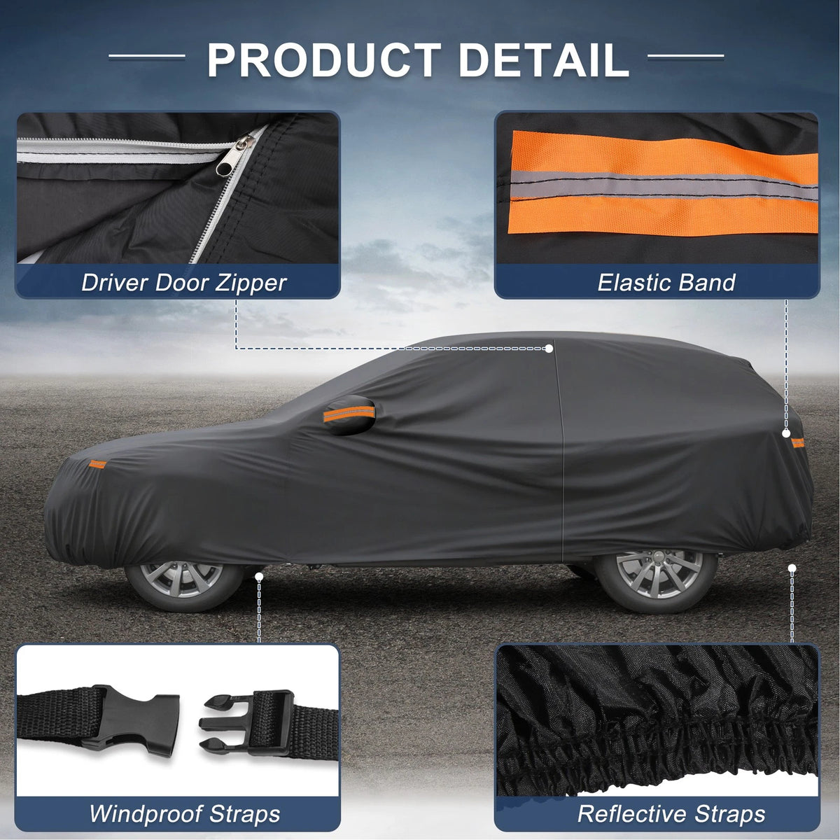 Waterproof Car Cover for BMW X5 (210D-PU, Black)