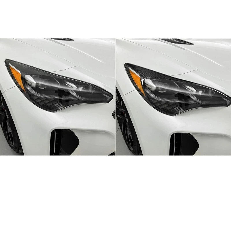 Real Carbon Fiber Headlight Eyebrow Cover For Kia Stinger K8 MS Style 2018-2023
