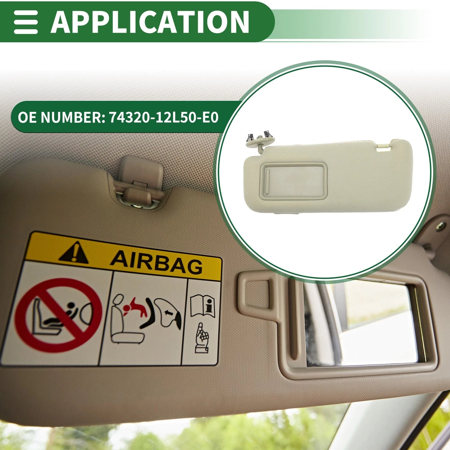 Left Sun Visor for Toyota Corolla (2009–2013)