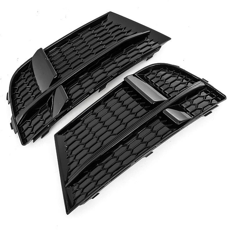 Front Bumper Fog Light Grill Cover Gloss Black for Audi A3 8V S-Line (2017-2020)