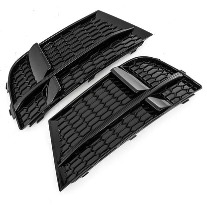 Front Bumper Fog Light Grill Cover Gloss Black for Audi A3 8V S-Line (2017-2020)