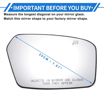 Heated Right Passenger Side Mirror Glass for Ford Fusion (2006-2010)
