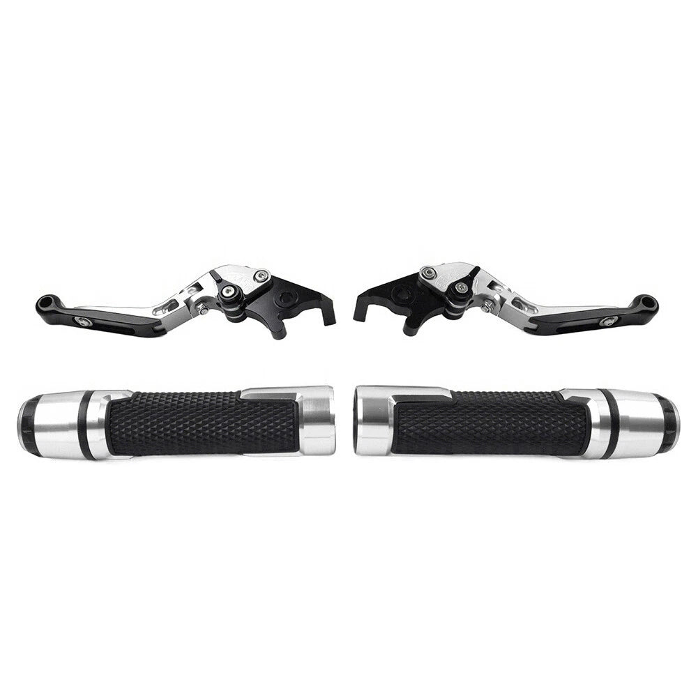 Silver Extendable Brake Clutch Lever Grip Set for Yamaha YZF R1 (2009-2014)