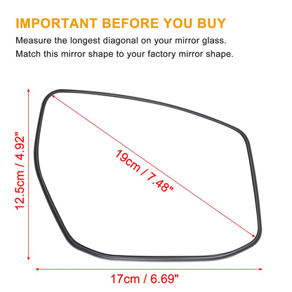 Right Side Heated Mirror Glass w/ Backing Plate for Nissan Sentra, Altima