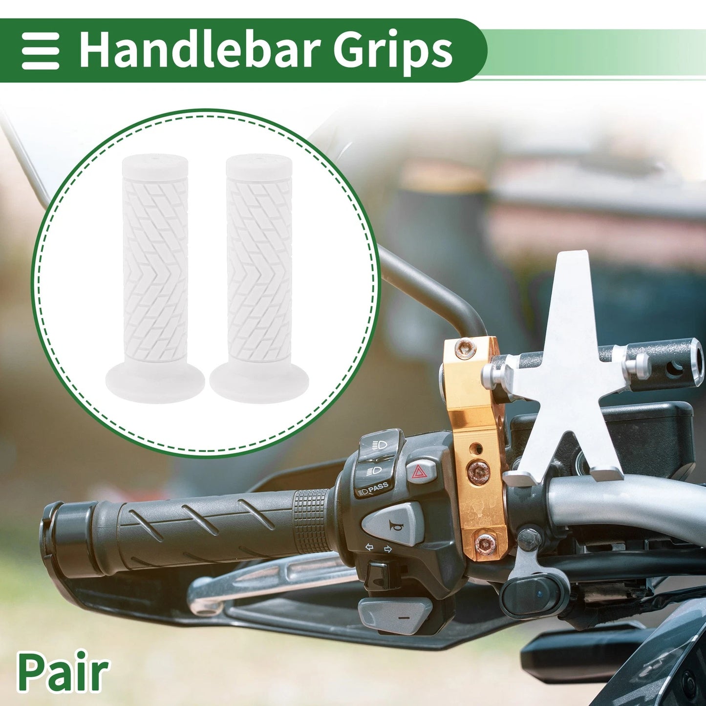 7/8" 22mm Hand Grips Cover End Grips TPU White for Motorcycle