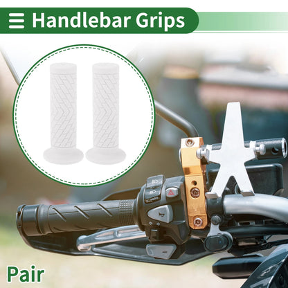 7/8" 22mm Hand Grips Cover End Grips TPU White for Motorcycle