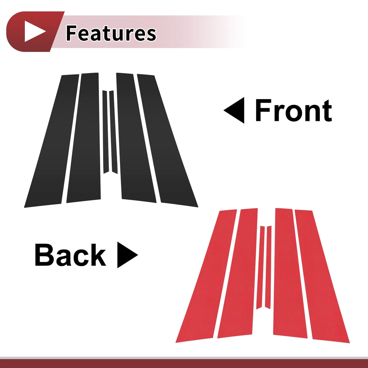 Door Pillar Window Trim for Toyota Crown 2015-2018 Black Front & Rear 2 x