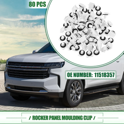 80 Pcs Rocker Panel Clips for Chevrolet Avalanche (2007 - 2013) White