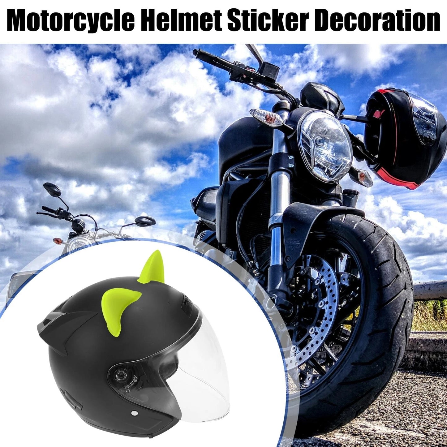 2 x Cat Ears Style Stick On Helmet Decoration Accessories Green TPU for Motorcycle