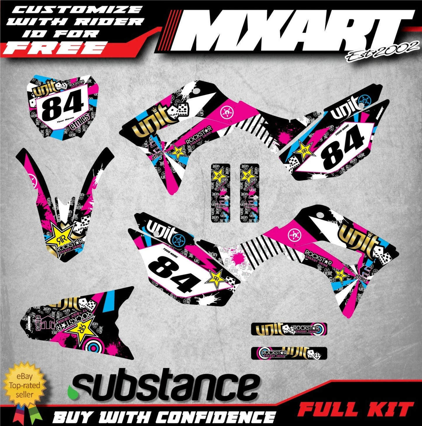 Full Custom Decal Kit for Honda CRF 125 (2019-2021) - RUSH STYLE Stickers