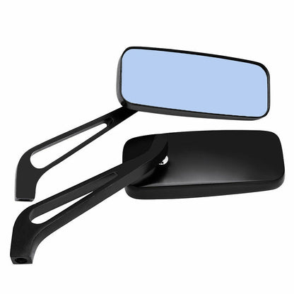 Black Rectangle Motorcycle Mirrors for Harley Road Glide, Touring, Road King