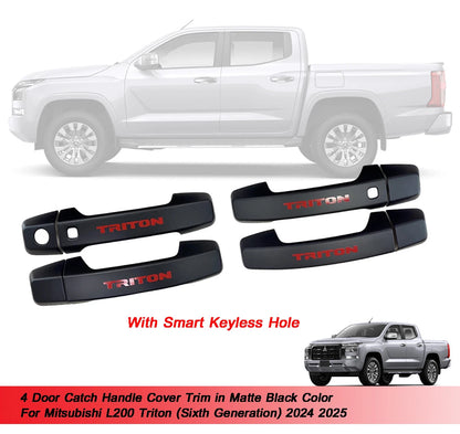 4 Door Catch Handle Cover Matte Black for Mitsubishi L200 Triton (2024-2025)