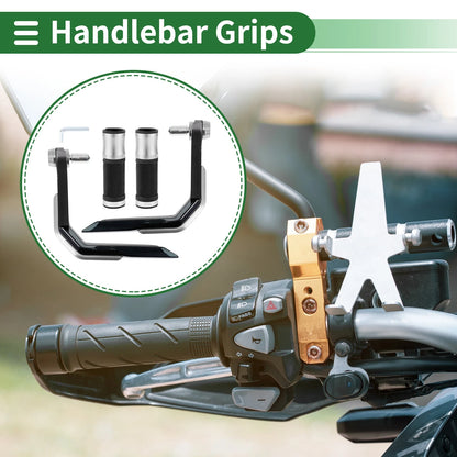 Hand Grips Cover Kit for Motorcycle End Grips Aluminum Alloy Silver Tone