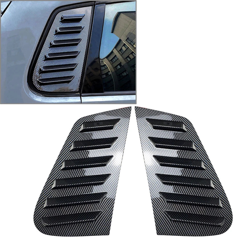 Rear Window Louver Vent Cover Trim for VW Polo 2001-2009 Carbon Fiber Black