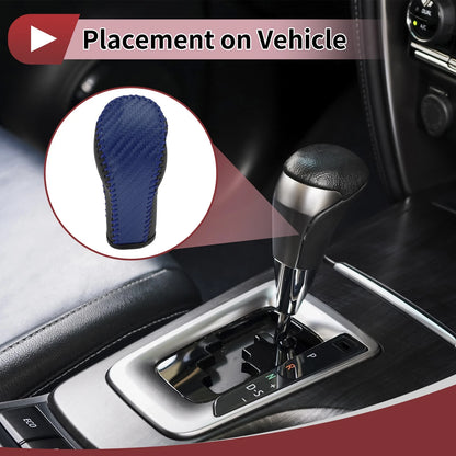 Gear Shift Knob Cover for Infiniti EX35 (2008-2012) Faux Leather Black Blue