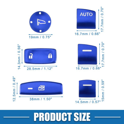 10 x Car Window Switch Button Covers for Honda Accord (2018-2022) Blue