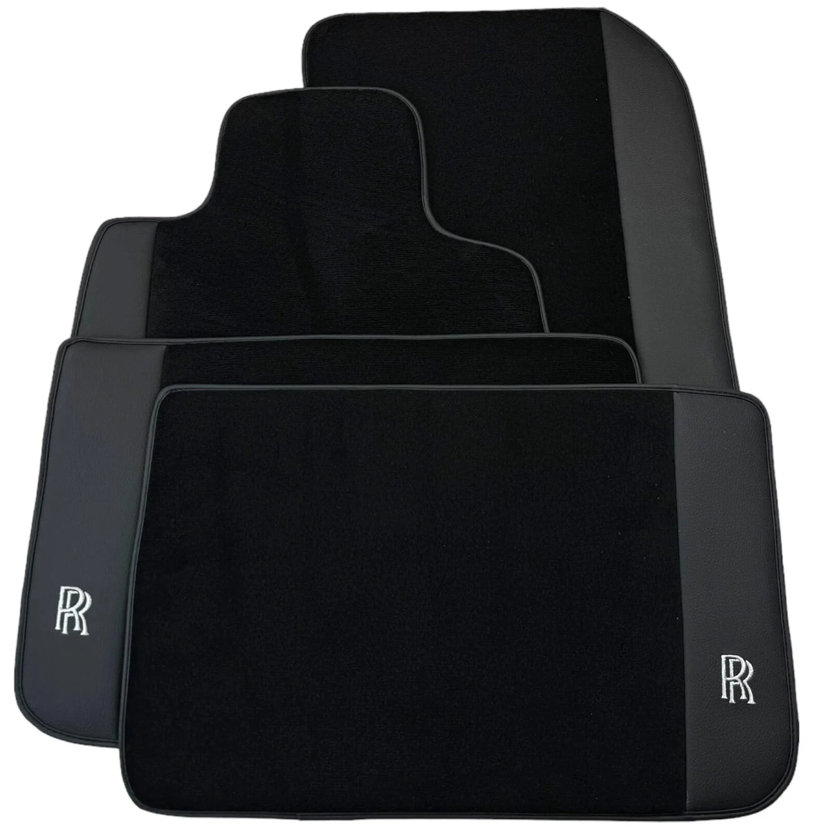 Black Floor Mats for Rolls Royce Dawn (2016-2023) 2 x Black Leather by AutoWin