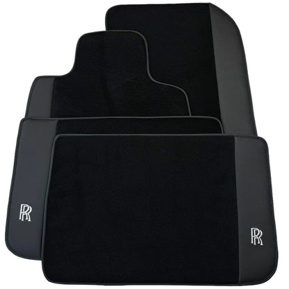 Black Floor Mats for Rolls Royce Dawn (2016-2023) 2 x Black Leather by AutoWin