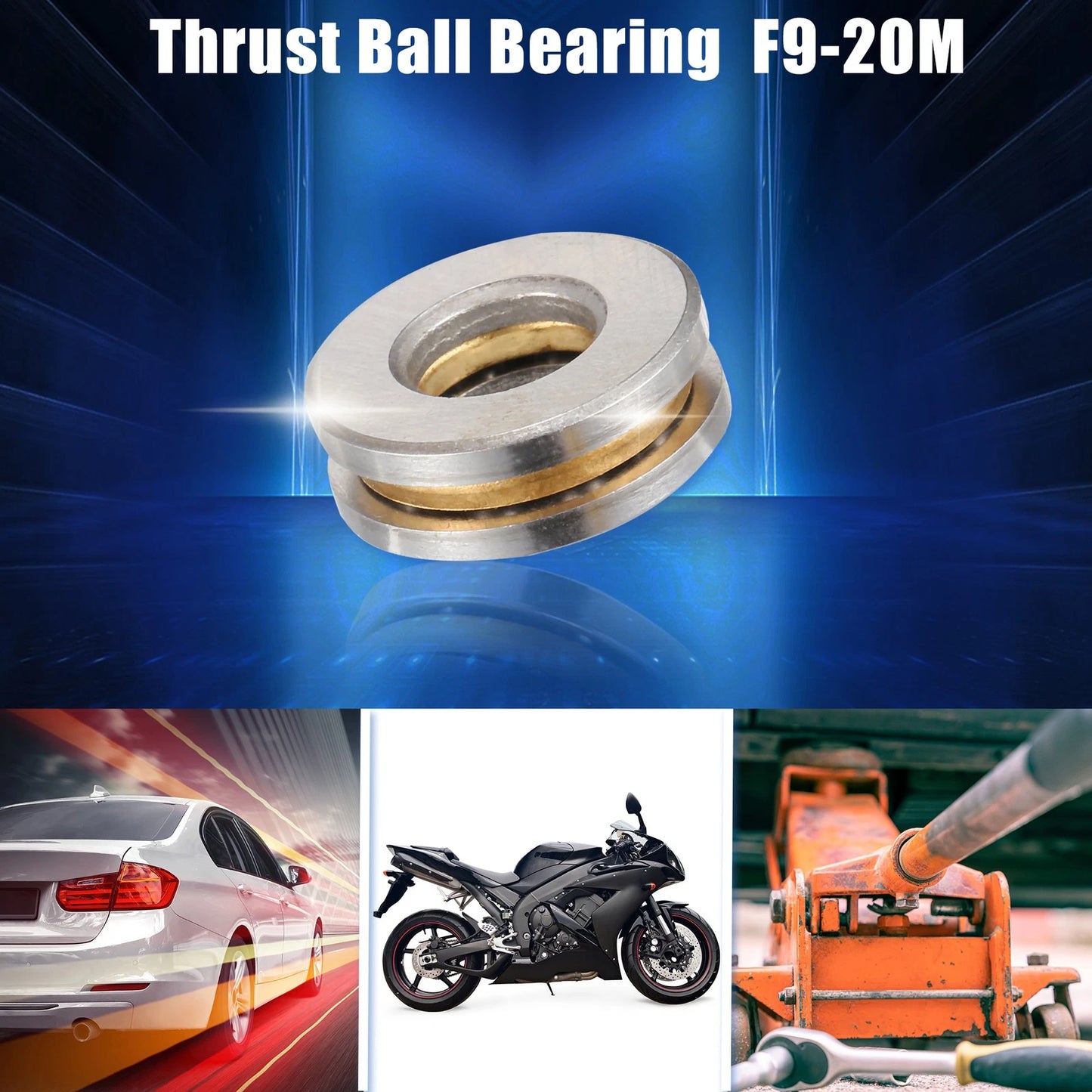 2 x Car Thrust Ball Bearing 9x20x7mm Single Row Roller with Washers for Car