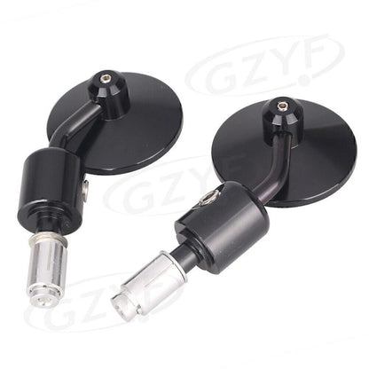 Bar End Rearview Side Mirrors 7/8" for Bobber Cafe Racer Black