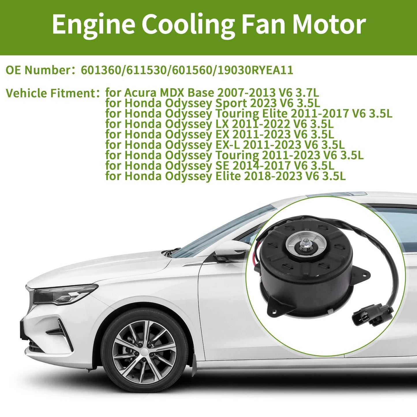 1 Pc Radiator Fan Motor for Acura MDX Base V6 3.7L (2007-2013)