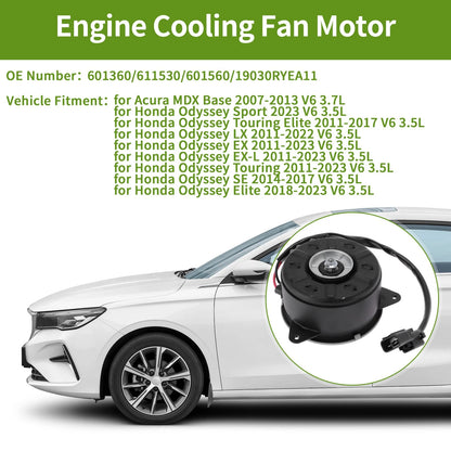 1 Pc Radiator Fan Motor for Acura MDX Base V6 3.7L (2007-2013)