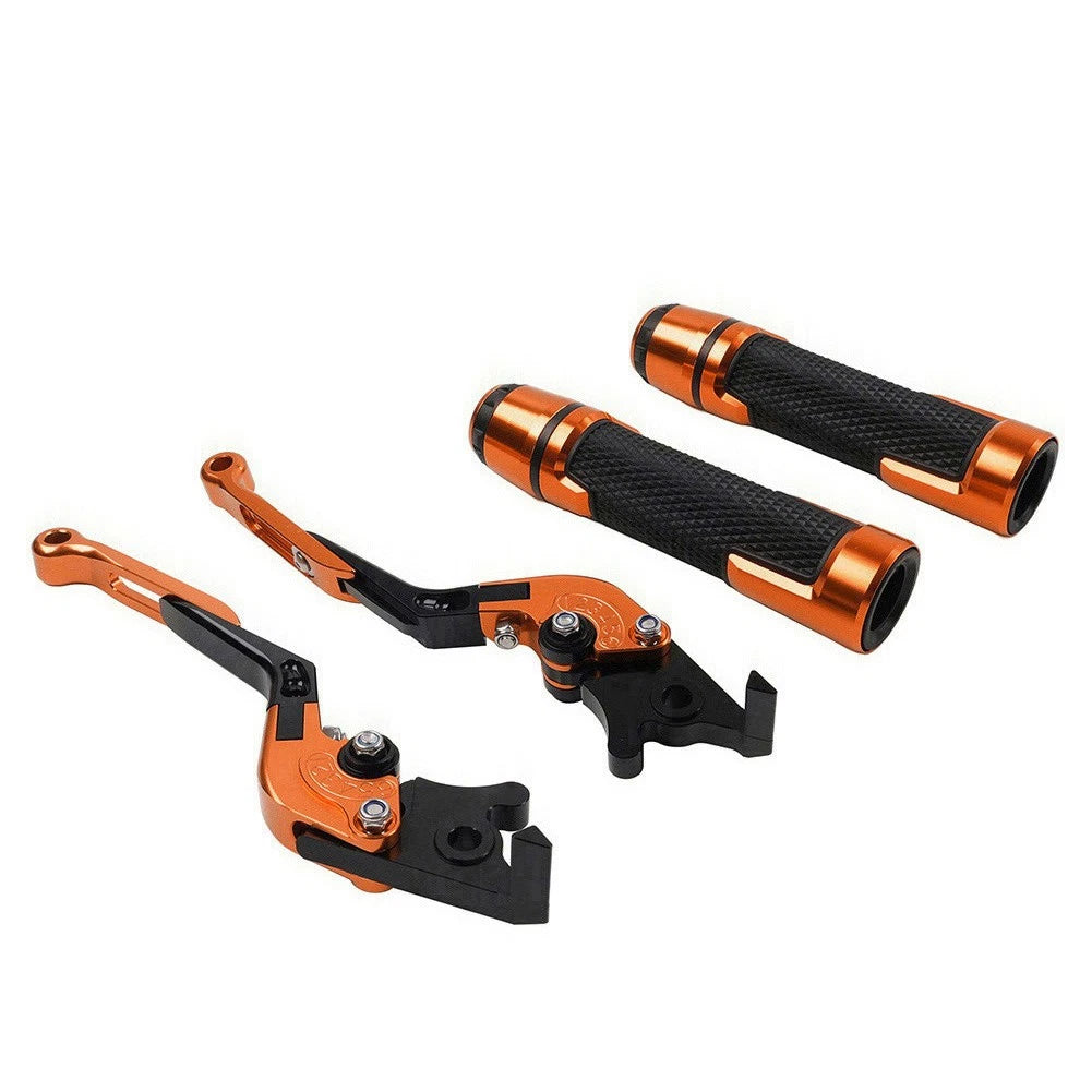 Orange Brake Clutch Levers & Handlebar Grips Set for Yamaha TMAX 500/530/560