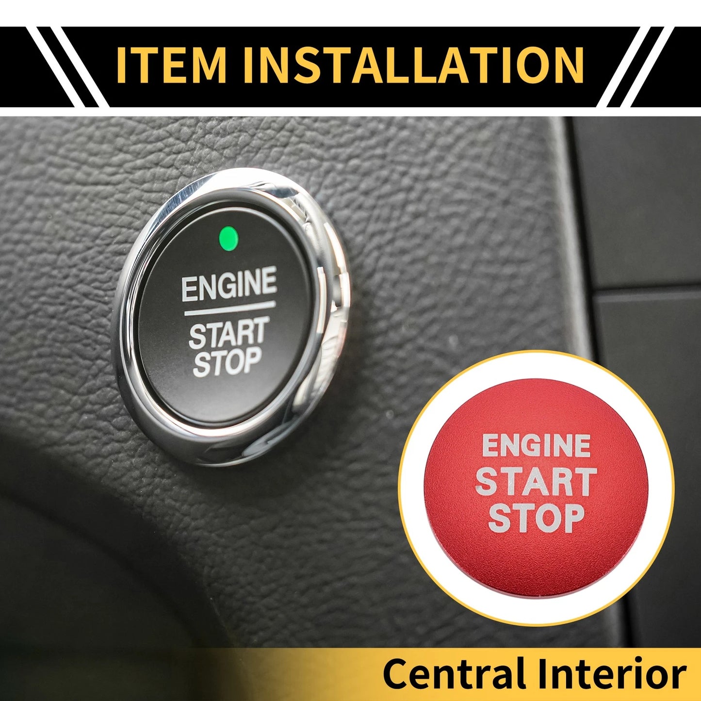 Engine Start Stop Button Switch Knob Cover for Toyota Tacoma (2016-2023) Red