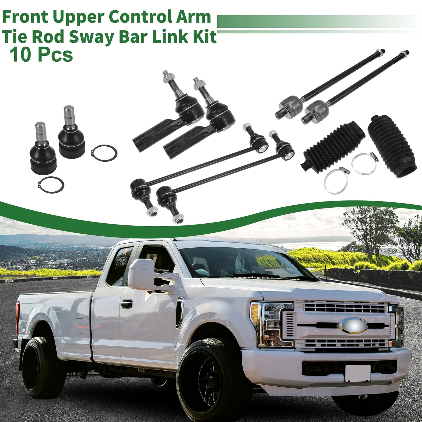 10pcs Front Suspension Kit Tie Rod Ends Sway Bar Links for Ford Mustang (05-09)