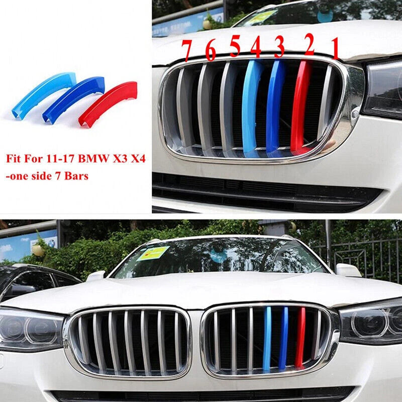 Tri-Color 7 Bars Front Kidney Grille Cover for BMW X3 F25 (2011-2017)