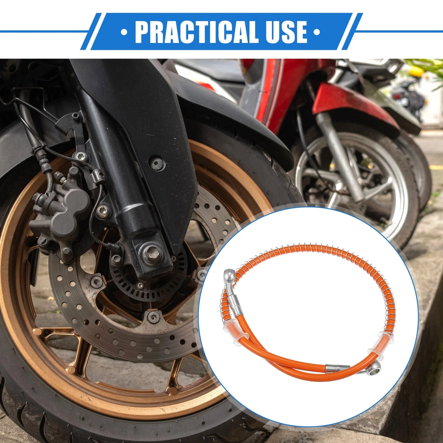 Hydraulic Brake Hose Line Orange 70cm 27.56" 10mm for Motorcycle