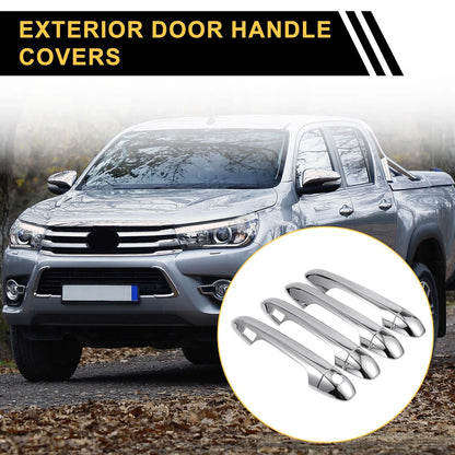 4pcs Exterior Door Handle Cover for Toyota Tacoma with Keypad Chrome Silver