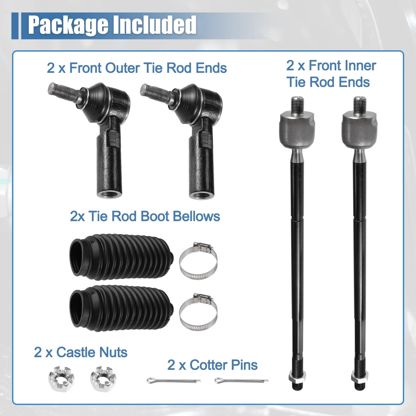 6 Pcs Tie Rod End Links with Boot for Toyota Matrix (2003-2008)