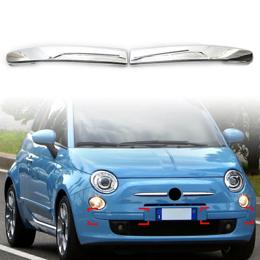 Chrome Front Bumper Moulding Trim Covers  for FIAT 500 (2007-2015)