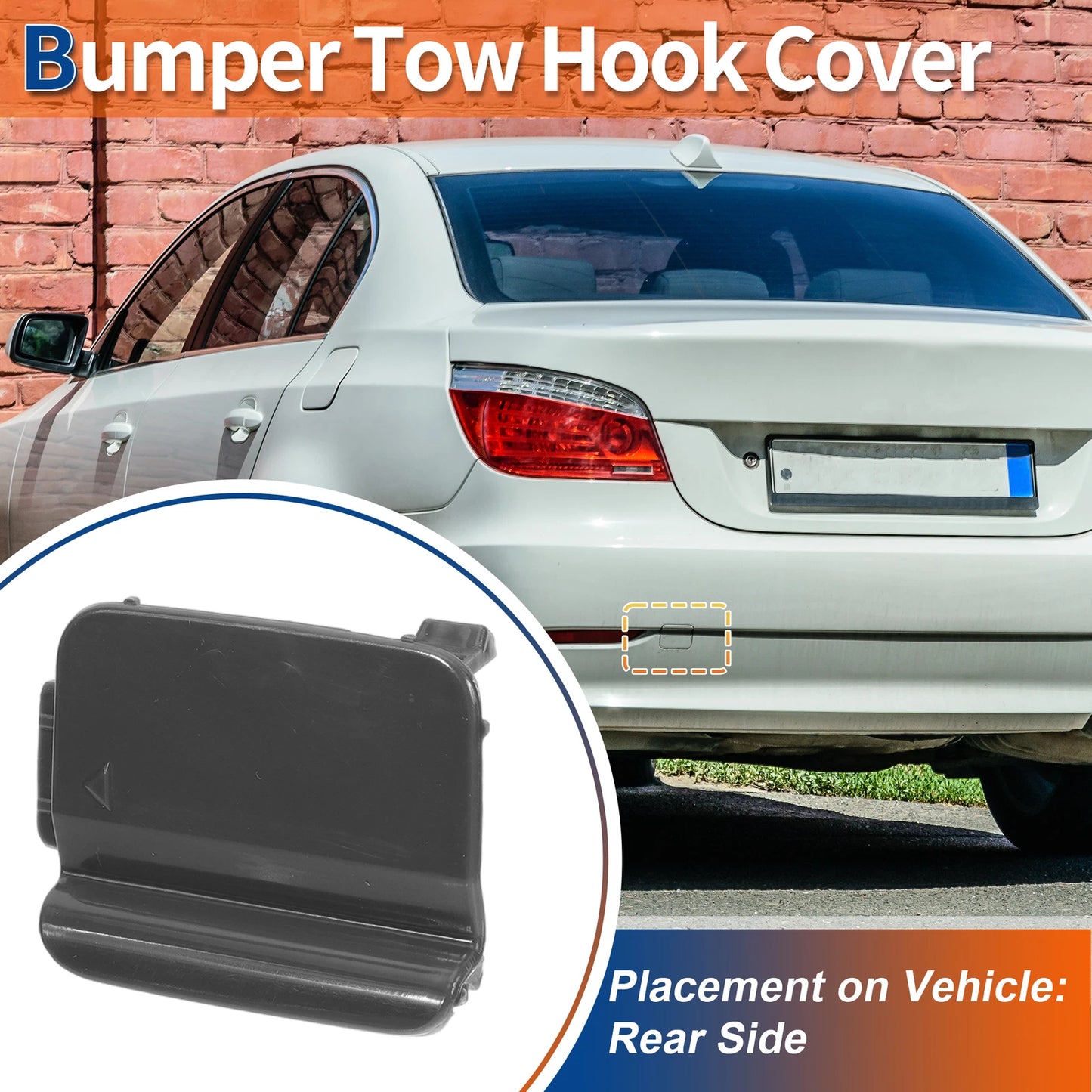 Rear Bumper Tow Hook Cover for BMW 528i 535i 550i (2011-2016) Unpainted