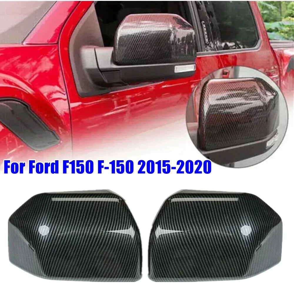Carbon Black Rearview Mirror Cover Trim for Ford F150 (2015-2020)