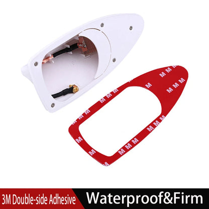White Shark Fin Roof Antenna for Universal Car - FM/AM Radio Signal Decor