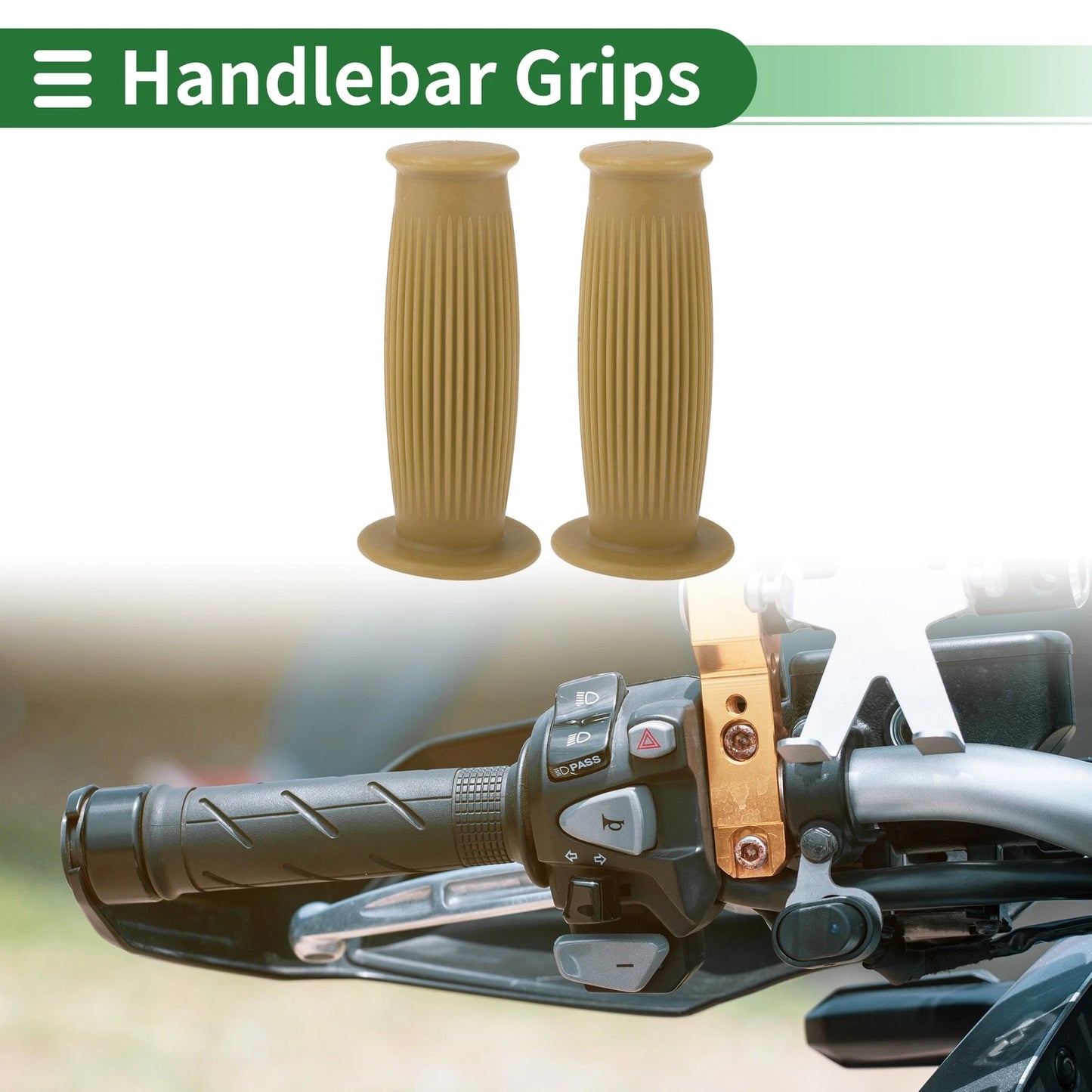 25mm Motorcycle Hand Grips Cover Handlebar Grips TPU Khaki for Motorcycle