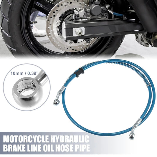 Brake Line 47.24" 10mm Oil Hose Pipe Stainless Steel Blue for Motorcycle