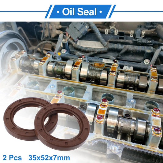Oil Seal 35x52x7mm 2 x Seal Ring Shaft Seal FKM Rubber Brown for MakeModel
