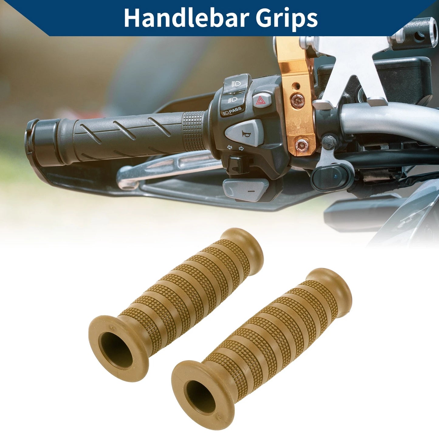 2 x 7/8" 22mm Hand Grips for Motorcycle Rubber Khaki